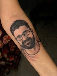 A portrait tattoo made by a tatto artist, Pardeep Singh.