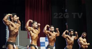 Participants flexing their muscles at “NPC North India and Mr. Tricity” bodybuilding and physique championship held at Indradhanush Auditorium, Sector 5 Panchkula.....