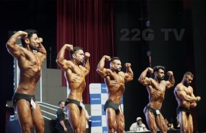 Participants flexing their muscles at “NPC North India and Mr. Tricity” bodybuilding and physique championship held at Indradhanush Auditorium, Sector 5 Panchkula.....