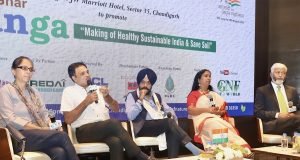 A panel discussion being held on 'Making of Sustainable India' by Indian Green Building Council (IGBC) experts to mark the Spirit of Freedom ‘Har Ghar Tiranga’ event organised by NGO ‘Guardians of Nature Federation at a hotel in Chandigarh on August 5, 2022.