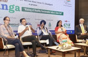 A panel discussion being held on 'Making of Sustainable India' by Indian Green Building Council (IGBC) experts to mark the Spirit of Freedom ‘Har Ghar Tiranga’ event organised by NGO ‘Guardians of Nature Federation at a hotel in Chandigarh on August 5, 2022.