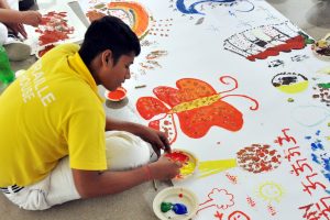 A special child  showcasing his creativity at ‘The Art-Festival For Inclusion’(TAFI) organised by MNC - 'Bikham' under it's CSR at Chandigarh. The event was held under aegis of CII-IWN and Govt Museum & Art Gallery