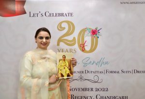 Fashion Designer, Aman Sandhu unveils her label Aman Sandhu's ‘Look-Book’ at Chandigarh Press Club on November 17, 2022.