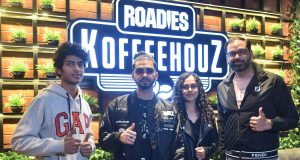 Dirt Biker Prithvi Singh Dhillon, Rapper Super Manikk, Golfer Ananya Kapoor & Sahil Baweja, Founder & CEO, Leapster Restaurants at the unveiling ceremony of superstar posters at Roadies Koffeehouz