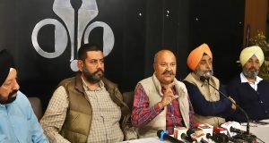 R S Bajwa (Secretary Punjab Motor Union), Shubhkarman Brar, Sandeep Sharma, Iqbal Singh and Harinder Singh Kanech interacting with media regarding issues related to Pvt. Bus Operators at Chandigarh Press Club