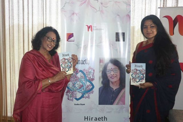 Poet Sudha Dipak on (Left) with Nisha Luthra, founder of The Narrators Performing Arts Society at Sudha's english poetry book launch ' Hiraeth' at Novotel Hotel, Chandigarh.