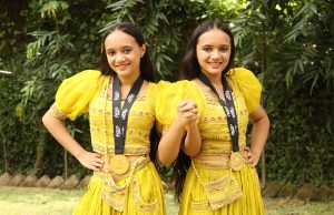 (L-R) Tanisha and Tanya pose with their gold medals won at the 'World Dance Festival' held in S. Korea recently.