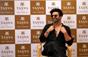 Bollywood actor Aparshakti Khurana addressing the media after unveiling TASVA's ‘Festive & Wedding AW 23 Collection for Men' at TASVA's Sec 17 store in Chandigarh.