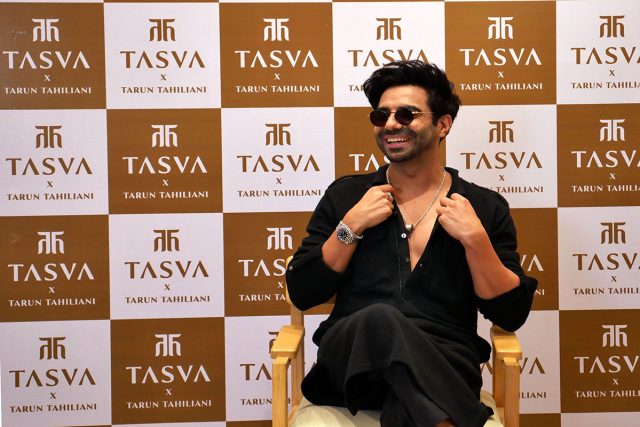 Bollywood actor Aparshakti Khurana addressing the media after unveiling TASVA's ‘Festive & Wedding AW 23 Collection for Men' at TASVA's Sec 17 store in Chandigarh.